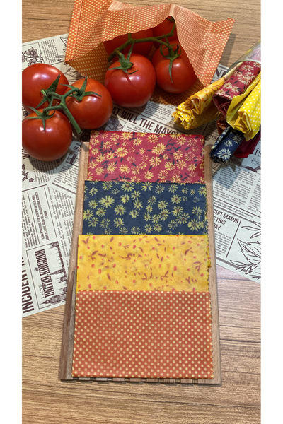Home Reusable Natural Beeswax (Beeswax) Food Storage Cloth Set of 4