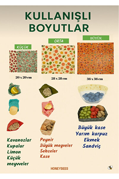 Home Reusable Natural Beeswax (Beeswax) Food Storage Cloth Set of 4