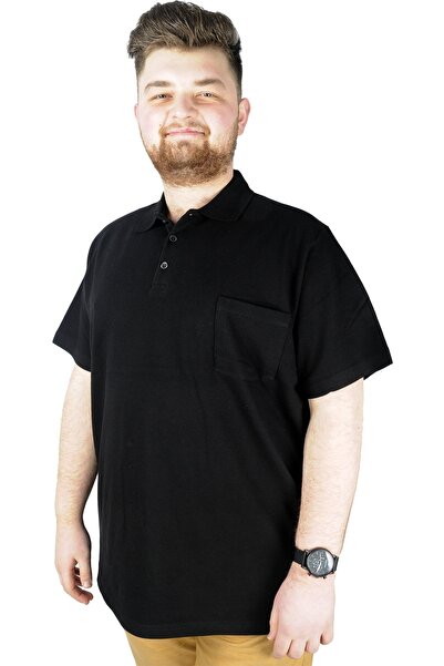 ModeXL Classic Black T-shirt with Polo Neck Pocket - Mode XL 20550