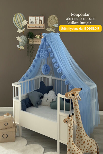 Miniden Bebe Mavisi Aparatlı Beşik Cibinliği
