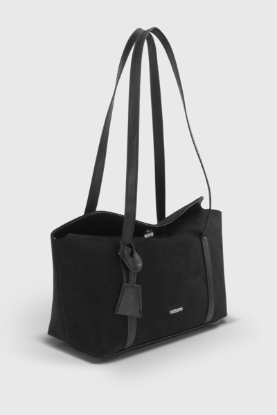 Housebags حقيبة كتف للبولينج بغطاء أسود من جلد الغزال 270