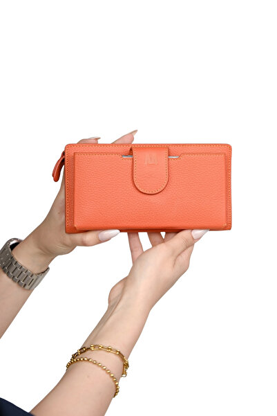 MFT Leather Design Portofel de damă din piele naturală |   Bulgari 1232 Flother Portocaliu Mat