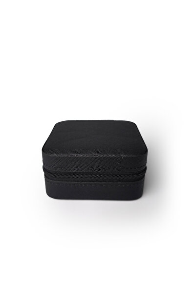 Ecrou Double Compartment Travel Type Jewelry Box Black