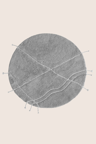 İrya Travertine Round Bath Mat 100% Cotton 100X100 Gray