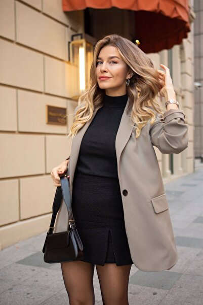 Sue Store Μπουφάν μπλέιζερ με διπλό στήθος με επένδυση