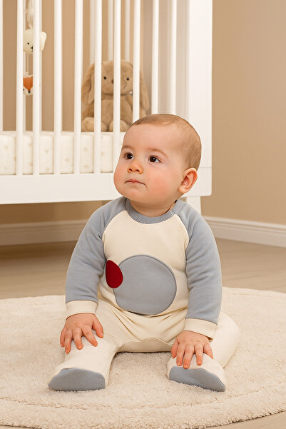 Julayla Reglan Sleeve 3 Thread Baby Jumpsuit with Booties
