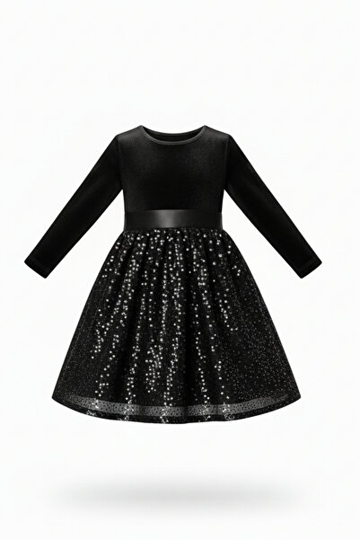 My Kids Wear Κοριτσίστικο φόρεμα με βελούδινη παγιέτα και φουσκωτό φιόγκο για ειδικές περιστάσεις 3-10 ετών