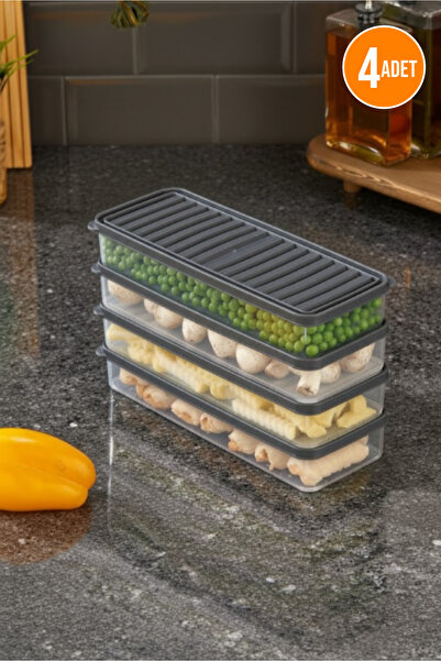 Orvila 4-Piece Transparent Storage Container Set Suitable for Refrigerator Freezer Organizer Set 4X1200 ml