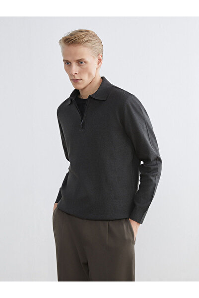 LC Waikiki Ανδρικό φούτερ με λαιμόκοψη πόλο Özmarka New Season