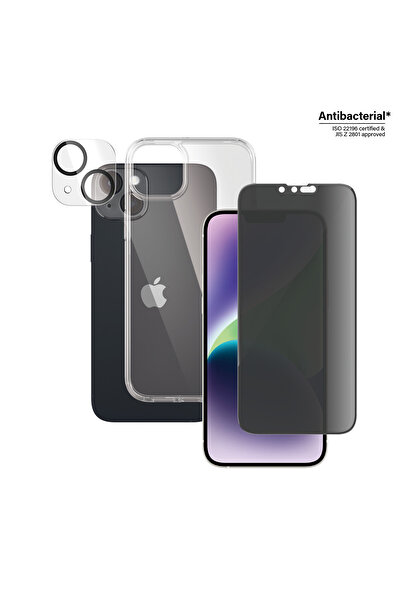 Panzer Glass مجموعة حماية الهاتف iPhone 14 Plus مع شاشة خفية/شبحية مع 3 قطع من الإطار