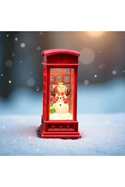 Kuzey Tacı Telefon Kulübeli Işıklı Kar Küresi Yılbaşı Konsept Vip 14 Cm