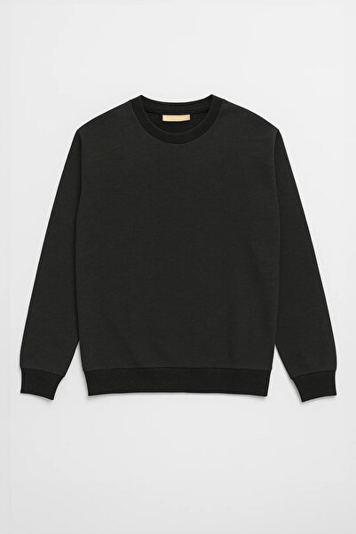 MARKAPIA Men's Crew Neck Plain Anthracite Sweatshirt