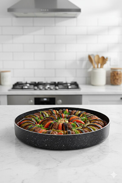 MEŞELER Oaks Granite Baking Cup Tray 32 cm Black (1 Pc)