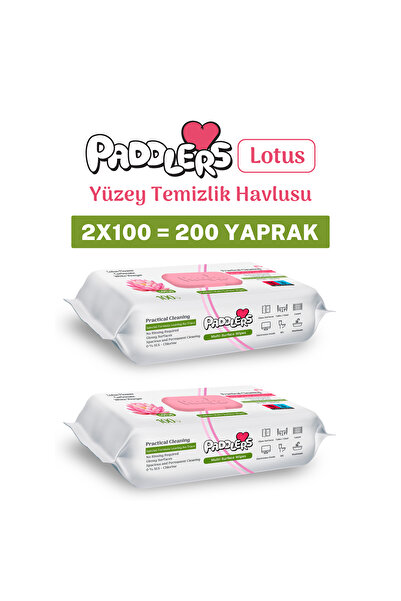 Paddlers Easy Clean Lotus Çiçeği Yüzey Temizlik Havlusu 2x100 (200 Yaprak)