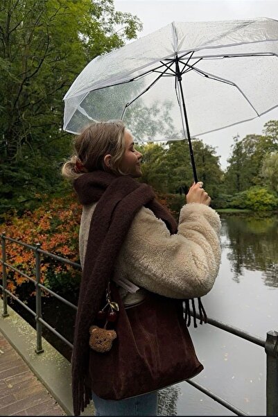 Goldmine Unisex Puffy ελαφρύ κασκόλ καφέ