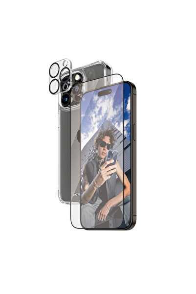 Panzer Glass iPhone 15 Pro Max uyumlu 3'lü Çerçeve Aparatlı Telefon Koruma Seti