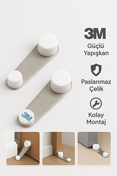 Miningaa 2 штуки не залишають слідів, легко монтуються, нержавіючі сталеві дверні фіксатори та дверні стопери – з клейкою стрічкою 3M