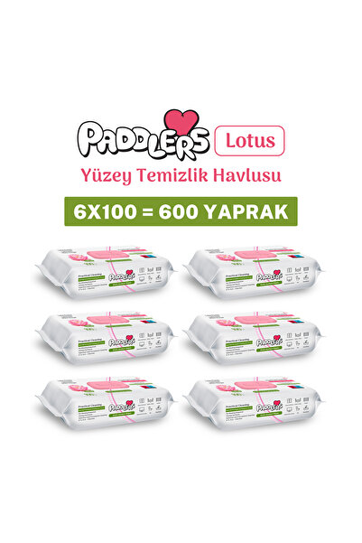 Paddlers Easy Clean Lotus Çiçeği Yüzey Temizlik Havlusu 6x100 (600 Yaprak)