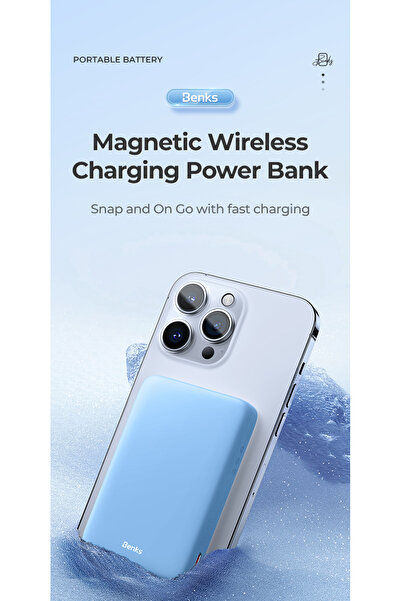 Benks 10000mAh Magnetic Power Bank MagSafe Wireless Charger 15W USB-C Dual Port- Black