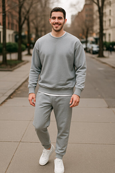 tetramoda Three Thread Compact Crew Neck Cotton Premium Oversize Tracksuit Set