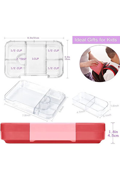 Gootoy Bento Lunch Box for Kids, 6 Compartments Ideal Portion Sizes Leak-Proof Bento box for Kids Borosilic