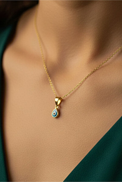 Dağıstanlı Kuyumculuk 14 Ayar Altın Damla Nazar Boncuğu Kolye Ucu