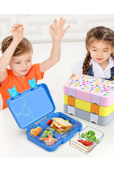 Gootoy Square Sealed Lattice Portable Lunch Box Blue