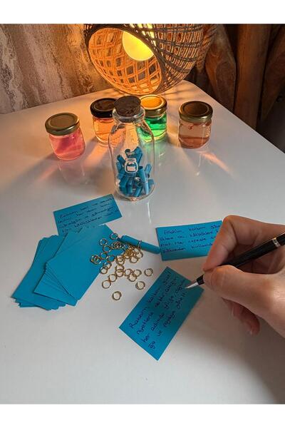 Niyet Kavanozum Kişiye Özel Yazı Seti (40 Not Kağıdı+100 cc Şişe + Sarı Halka)