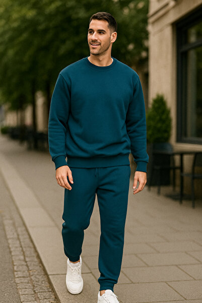 tetramoda Three Thread Compact Crew Neck Cotton Premium Oversize Tracksuit Set