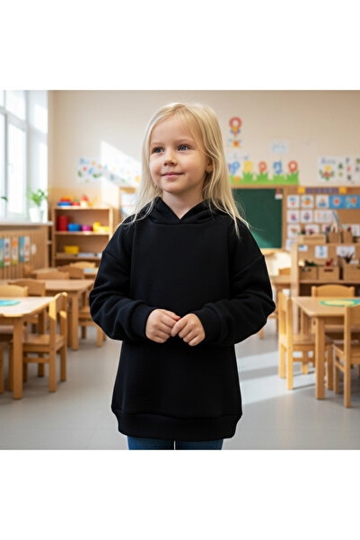 woodycord Hanorac pentru copii cu glugă - Negru - Solid