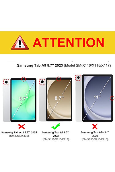 m.tk moveteck Samsung Galaxy Tab A9 8.7 inç Tablet Kılıfı Akıllı Smart Uyku Modlu Katlanabilir Sm-X110 (UYUMLU)