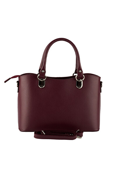 AZZURA Chiara bag, bordeaux leather with silver hardware (8215)