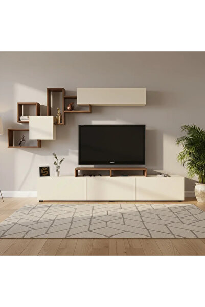Stylish Home Brown and beige TV cabinet and table - Elit2