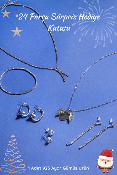 Elika Silver Kadın 24'lü Hediye Seti - Advent Calendar - Gümüş Renk Takılar - 1 Adet 925 Ayar Gümüş Ürün