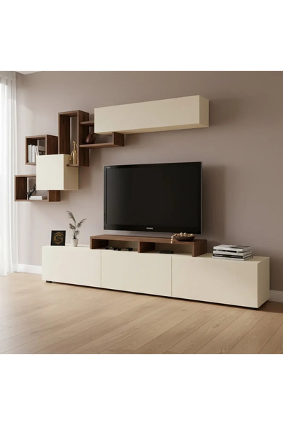 Stylish Home Brown and beige TV cabinet and table - Elit2