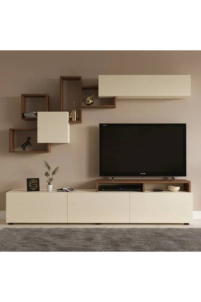 Stylish Home Brown and beige TV cabinet and table - Elit2
