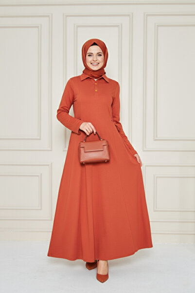 ESPİNA Women's Tie-Waist Shirt Collar Long Sleeve Dress – Casual Chic & Comfortable Fit