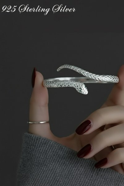 Sevilgülgünfinecrafts 925 Ayar Gümüş kaplama Yılan Figürlü Kadın Bileklik – Ayarlanabilir Şık ve Modern Tasarım