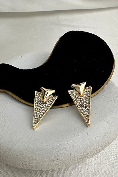 Modex أقراط مثلثة من الحجر الأصفر الذهبي (3 سم)