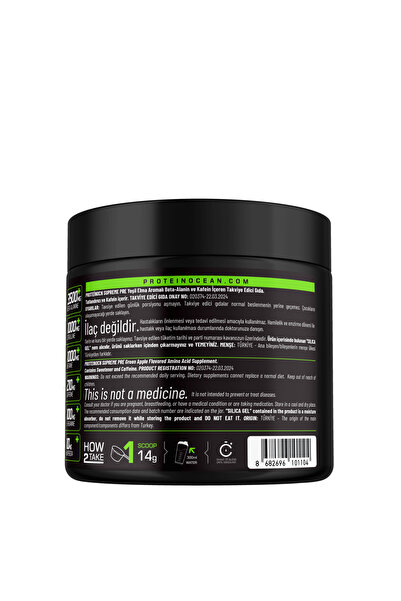 Proteinocean Preworkout Supreme Yeşil Elma - 280g - 20 Servis