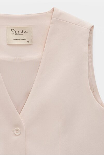Saade Светлорозово сако с джобове, детайли, 3 копчета и подплата