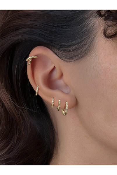 KURSHUNI Huggie Hoop (8mm), 14 Ayar Altın Küpe (TEK Satılır)