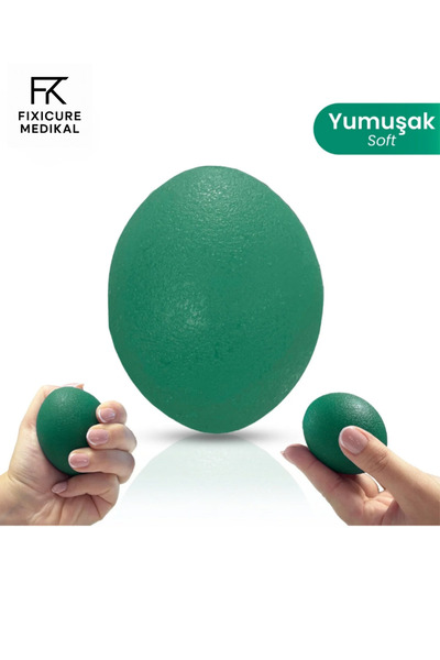 FixiCure El Egzersiz Topu Stress Topu Yeşil Yumuşak Silikon Fizik Tedavi El Çalıştırma Parmak Güçlendirme