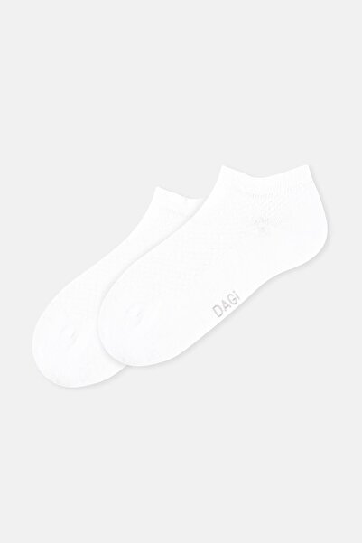 Dagi White Women's 2-Piece Honeycomb Patterned Booties Socks