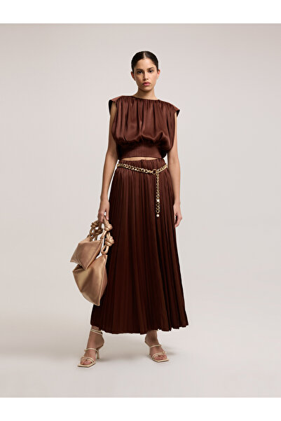 BAQA Brown Skirt with Gold Belt