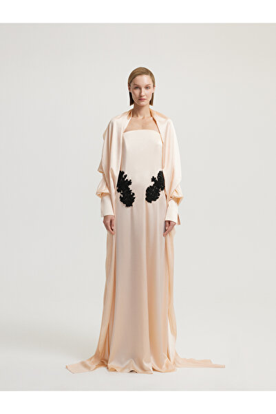 BAQA Shawl Detail Powder Color Dress