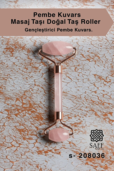 Saff Doğal Taş Sertifikalı Pembe Kuvars Face Roller Doğaş Taş