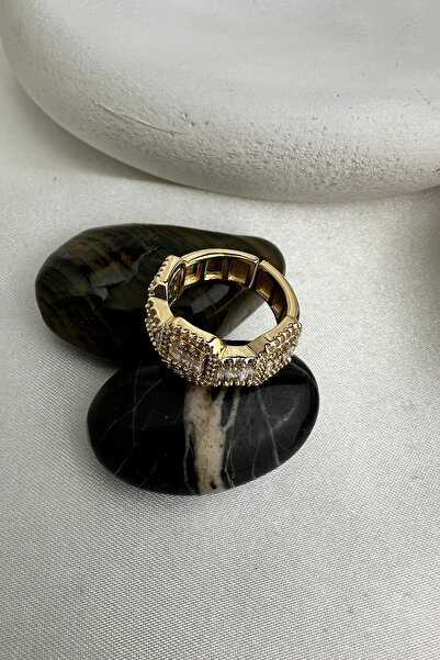 Modex Prinç Zirkon Mekik Taşlı Kare Detaylı Ayarlanabilir Yüzük