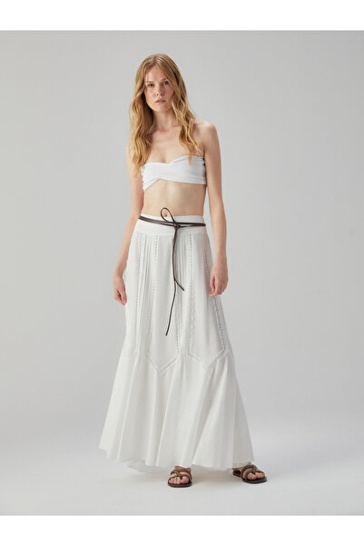 BAQA White Loose Long Skirt