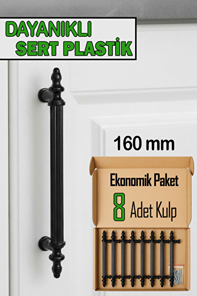 GLASWEN 8 Adet Sert Plastik Polavit Siyah 160 Mm Mobilya Mutfak Çekmece Dolap...